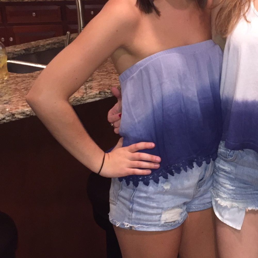 Blue ombré loose tube top